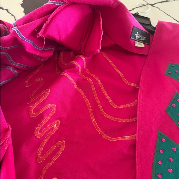 80’s bold Pink cotton sequined retro Open Jacket - Picture 7 of 7